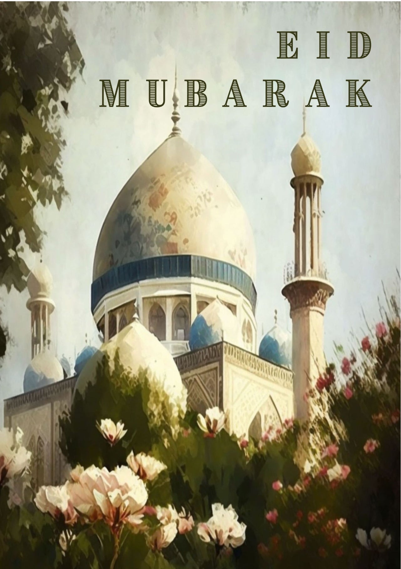 Perfect Painting Style of Mosque for Eid