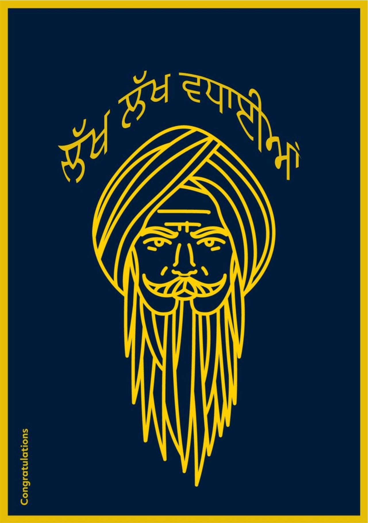 A Sleek Design of a Singh Wearing a Dastar Congratulations Card