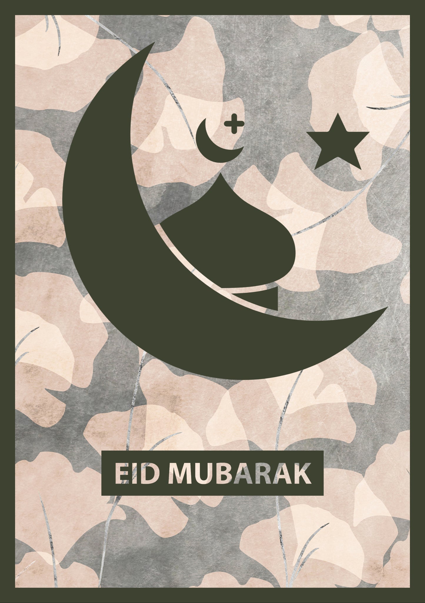 Eid Mubarak Card Mosque Silhouette