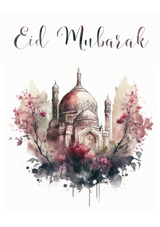 Eid Mubarak Watercolour Card